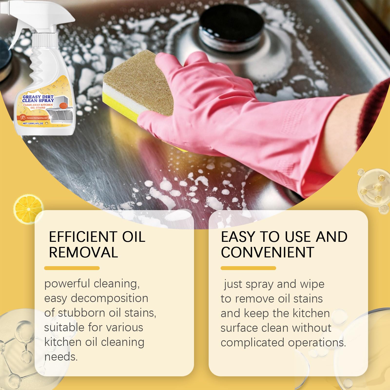 Rotateepic Foam Cleaner, Heavy Oil Stain Cleaners Kitchen, Greasy Dirt Degreaser Clean Spray, Multifunctional Powerful Kitchen Foam Cleaners, for Oven, Household, Stove & More. (1Pcs)
