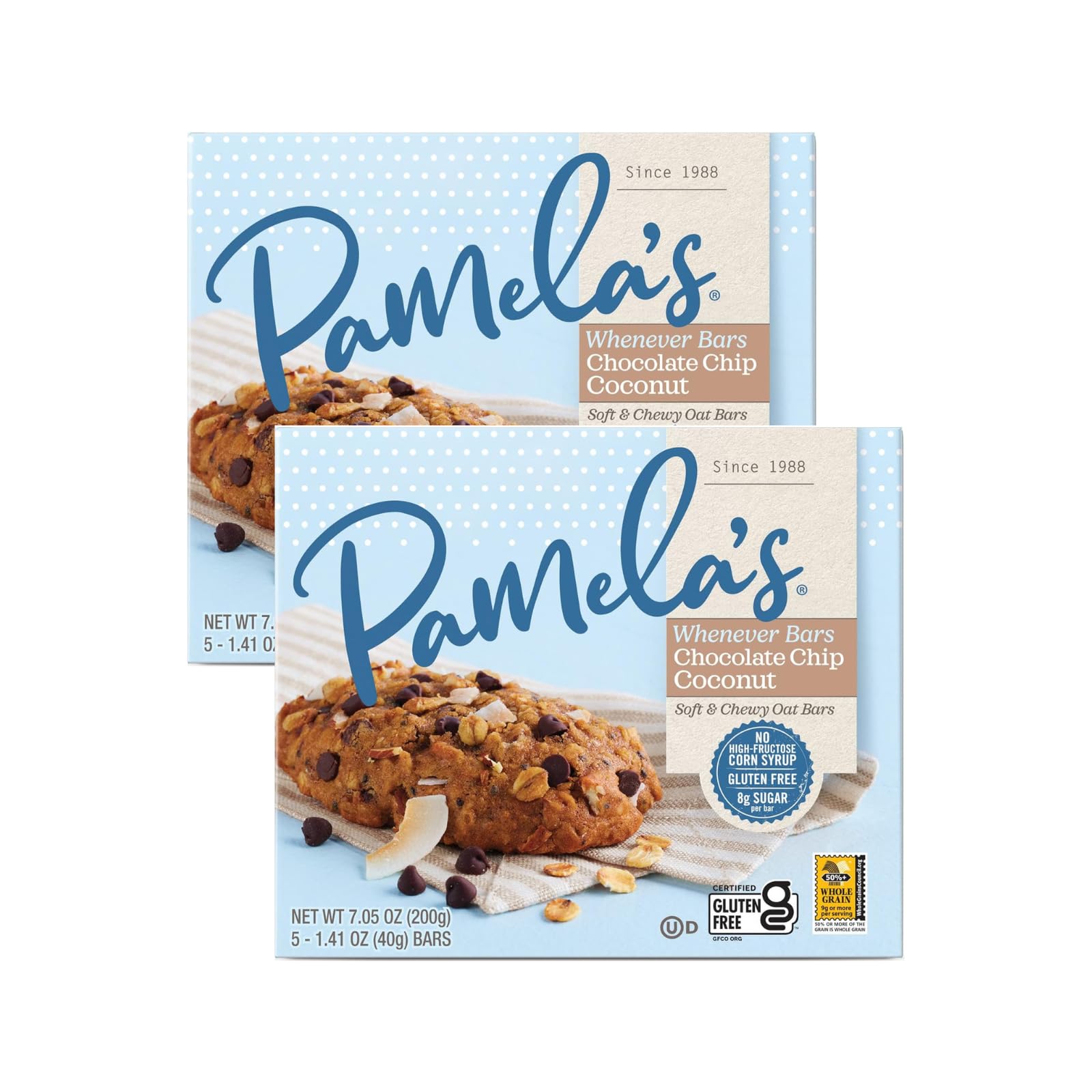 Pamela's Products Whenever Bars Gluten Free Oat Chocolate Chip Coconut - 5 Bars - 2 pc