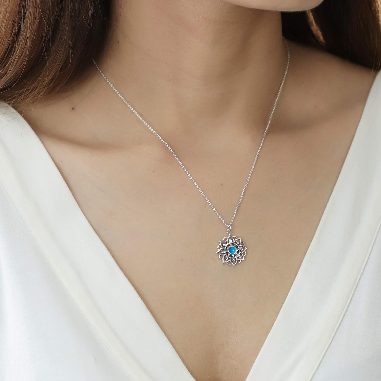 Boma Jewelry Sterling Silver Bohemian Lotus Flower Necklace - Image 2