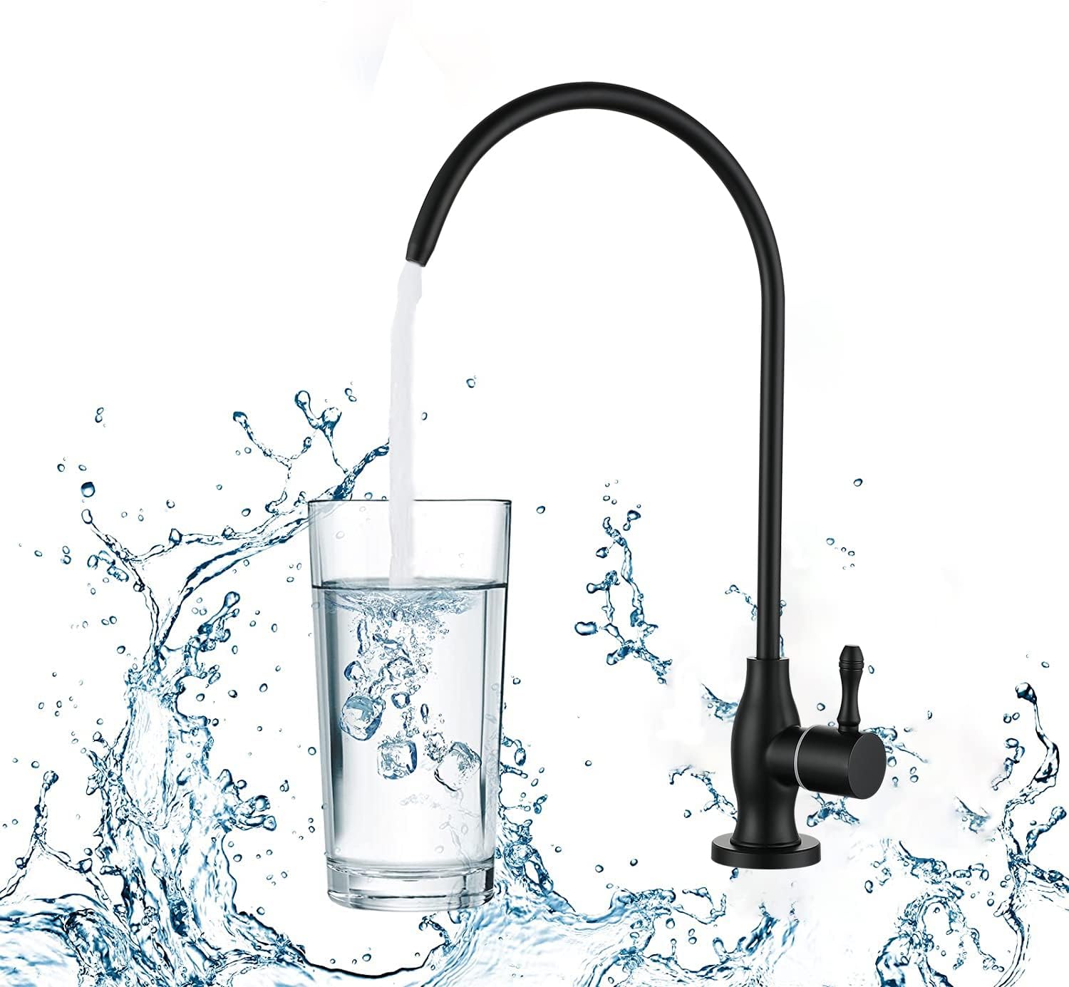 Commercial Water Filtration Faucet, Drinking Water Dispenser, Matte Black, Lead-Free Solid Brass and Ceramic Cartridge