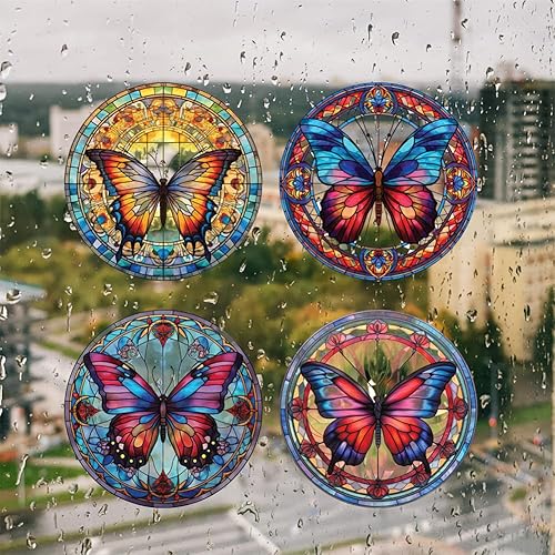 4 calcomanías de mariposa para ventana, extraíbles y no adhesivas, calcomanías decorativas para ventana de vidrio, para baño, dormitorio, decoración