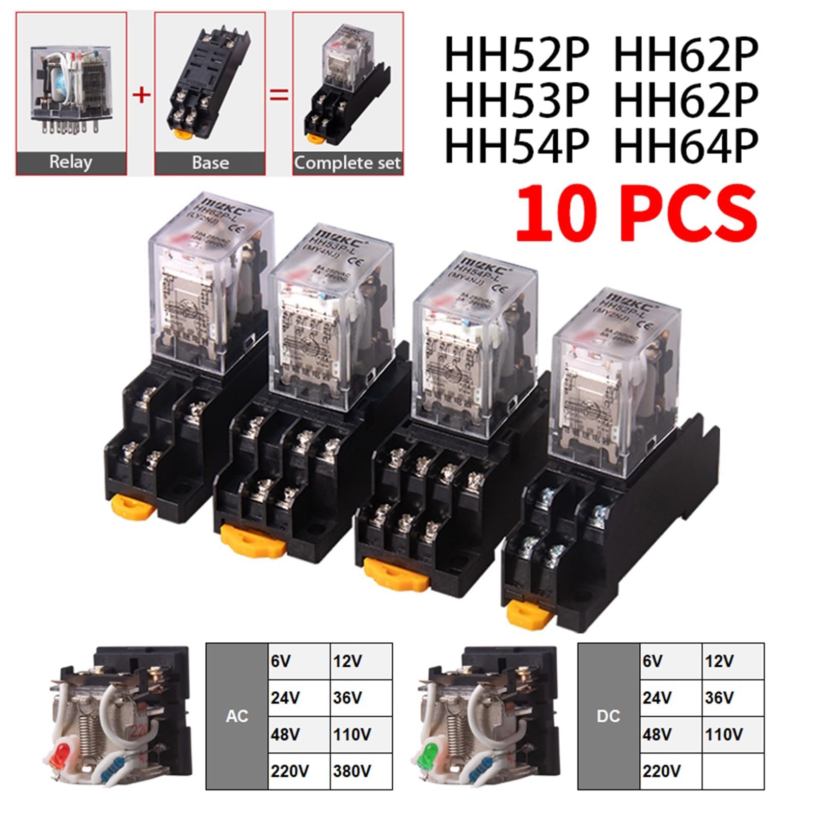 10 sztuk do sprzedaży hurtowej, miniaturowy przekaźnik sterujący, mały przekaźnik pośredni, AC 12 V DC, C24, AC220, HH52P, HH53P, HH54P, HH62P, HH63P, HH64P (12V, HH62P DCx10)