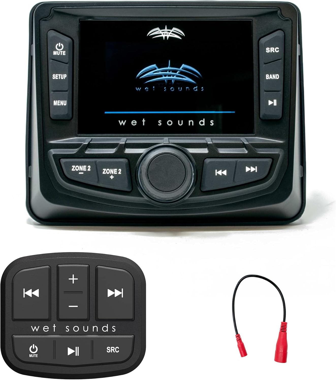 Wet Sounds WS-MC2 Marine Digital Media Receiver and MC-TR-MINI Mini Transom Remote with 25' Cable (Software Update Required)