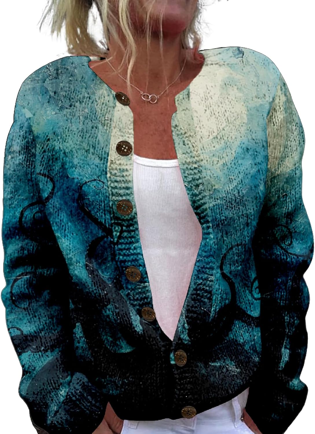 Women's Cable Knit Cardigan Open Front Button Down Oversized Soft Cardigan Sweaters Fall Winter Outwear