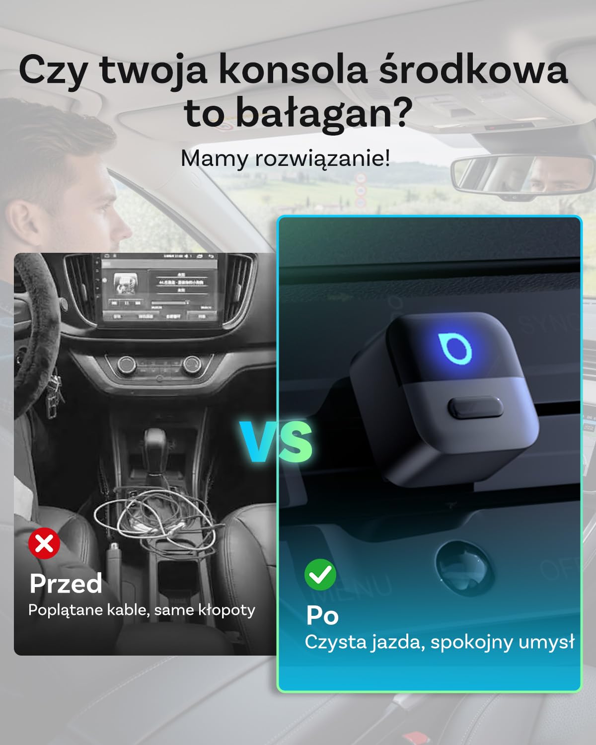 OTTOCAST Mini Pico 2026 Ulepszony, Bezprzewodowy Adapter 2 w 1 CarPlay i Android Auto z USB-A/C, Przełączanie Telefonu Jednym Przyciskiem, Szybkie Połączenie, Plug & Play dla iOS 10+ oraz Android 11+