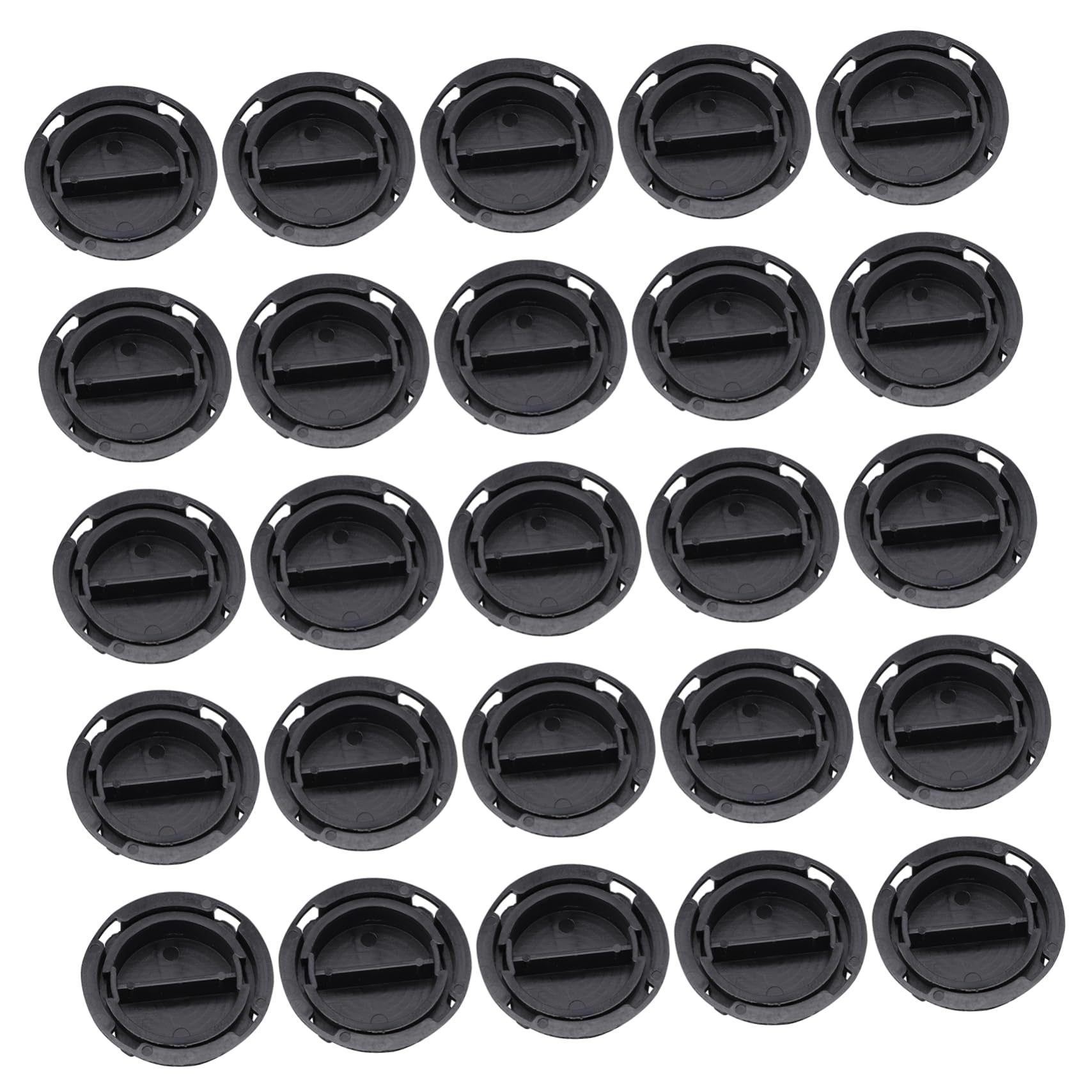 KALLORY 50Pcs Black Plastic Piggy Bank Bottom Covers Durable Plaster Figurine Plugs for Easy Installation Reusable Stoppers for Coin Savings Jars Smooth Finish for Convenient Use