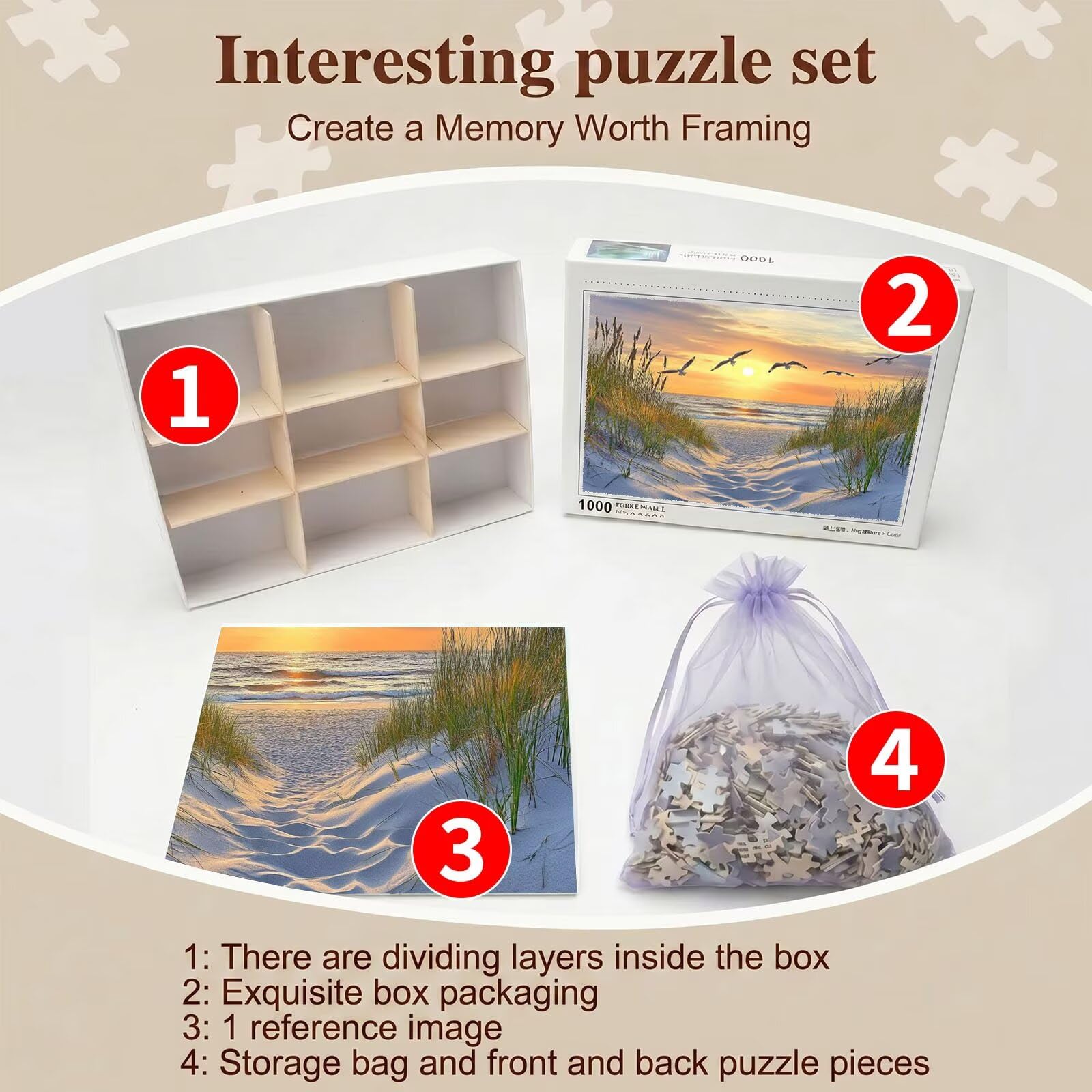 spiaggia Gabbiano Puzzle 5000 Pezzi per Adulti, Puzzle in Legno - Collezione Classica con Poster Incluso - Sfida di Concentrazione e Passatempo Antistress, Gioco per Famiglia, 156 x 105 cm f0-872