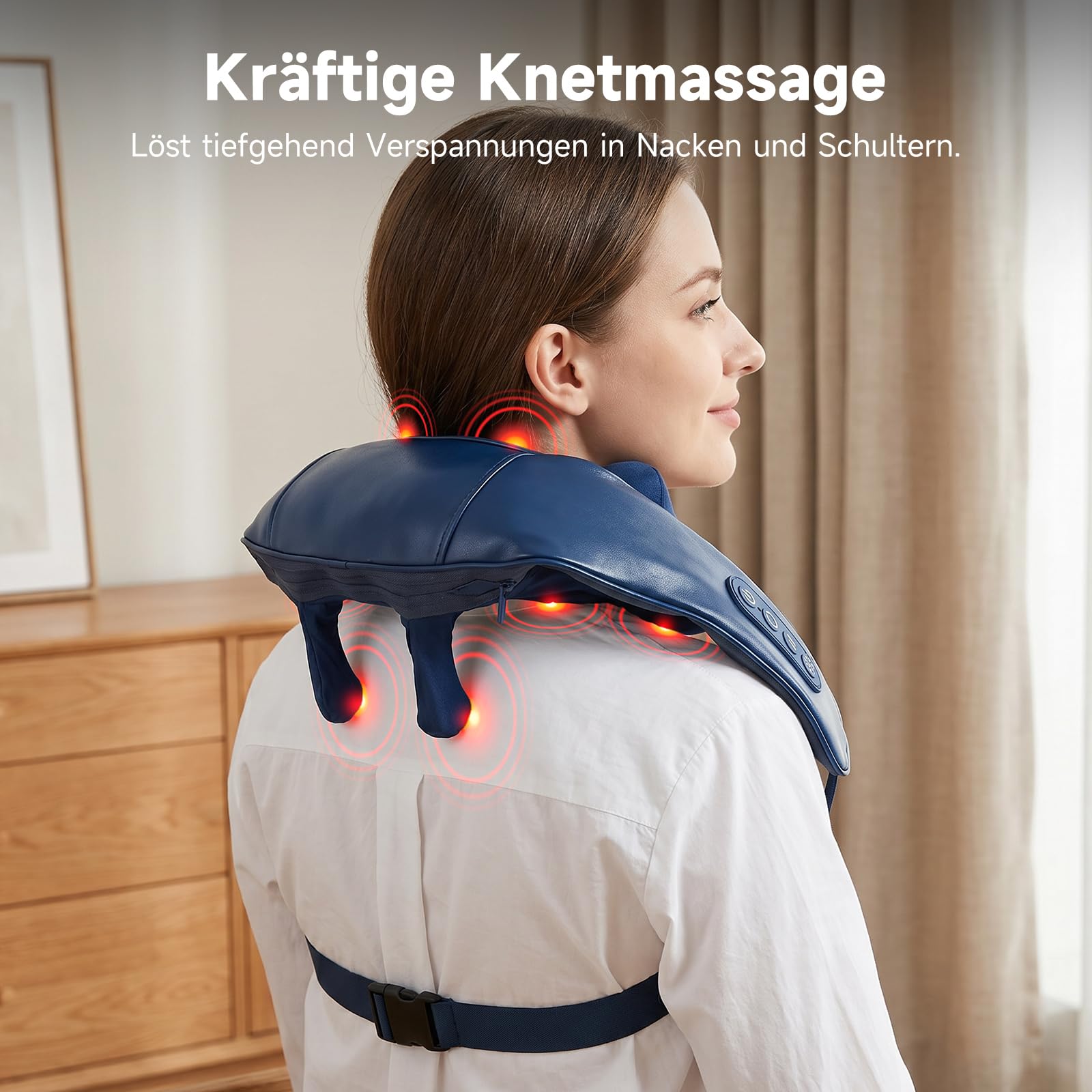 8D Shiatsu Massagegerät Pro, Kabellos Nackenmassagegerät mit Wärme