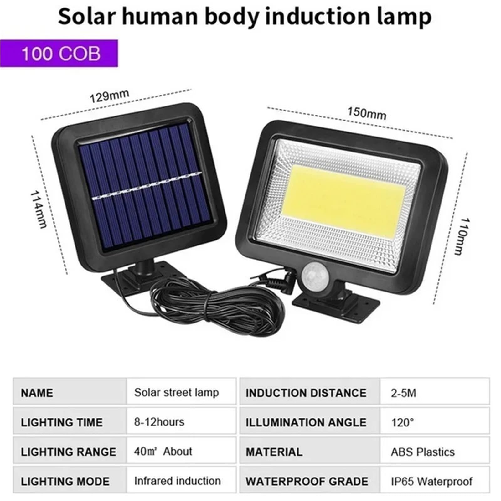 100/120/160COB solarna dzielona lampa ścienna, 3 tryby, wodoodporny czujnik ruchu, ogrodowe lampy uliczne, lampa solarna do ogrodu, bezpieczna lampa ścienna (120COB z RC)