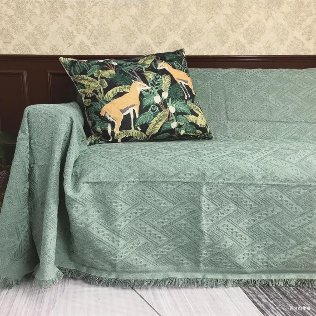 sufacto Sofa Cover for 3 Cushion Couch, Sectional Couch Cover Washable, Geometrical Jacquard Futon Couch Covers Protector for Dog, Decorative Sofa