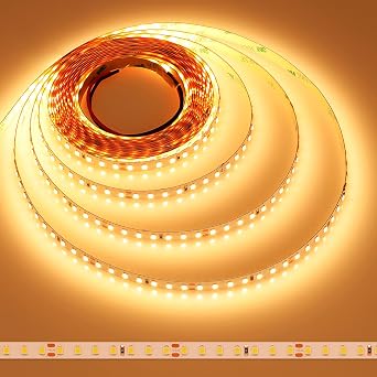 JOYLIT 24V LED Strip Lights 16.4FT/5M 2700K Warm White 9500LM Super Bright CRI 92+, CE UL Premium 126LEDs/M SMD 2835 90W Dimmable Adhesive Tape Light for Home, Commercial