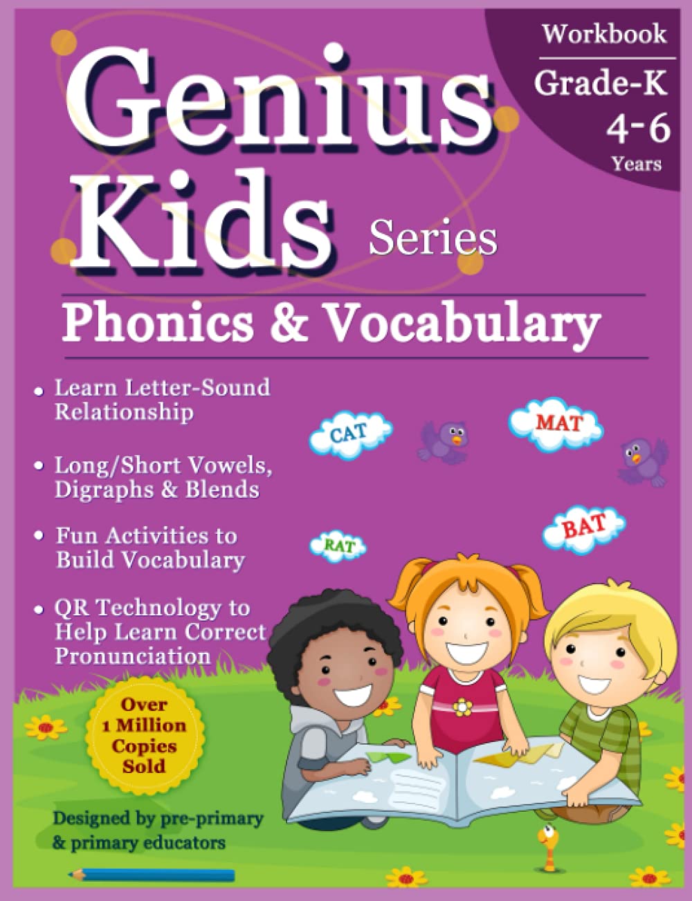 Phonics & Vocabulary (K): Teaches Blend Sounds, Sight Words, Phonics Activities, Vocabulary and Reading to Pre-Primary Child (4-6 years) (Genius Kids (Kindergarten))