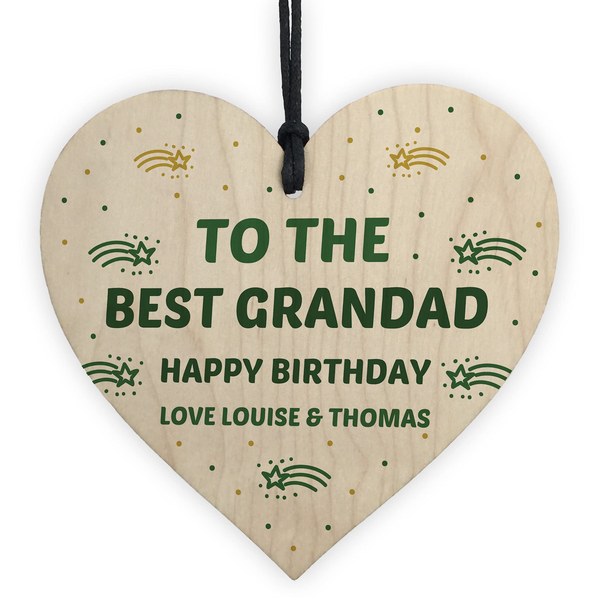To The Best Grandad Happy Birthday Gift For Him Wood Heart Personalised