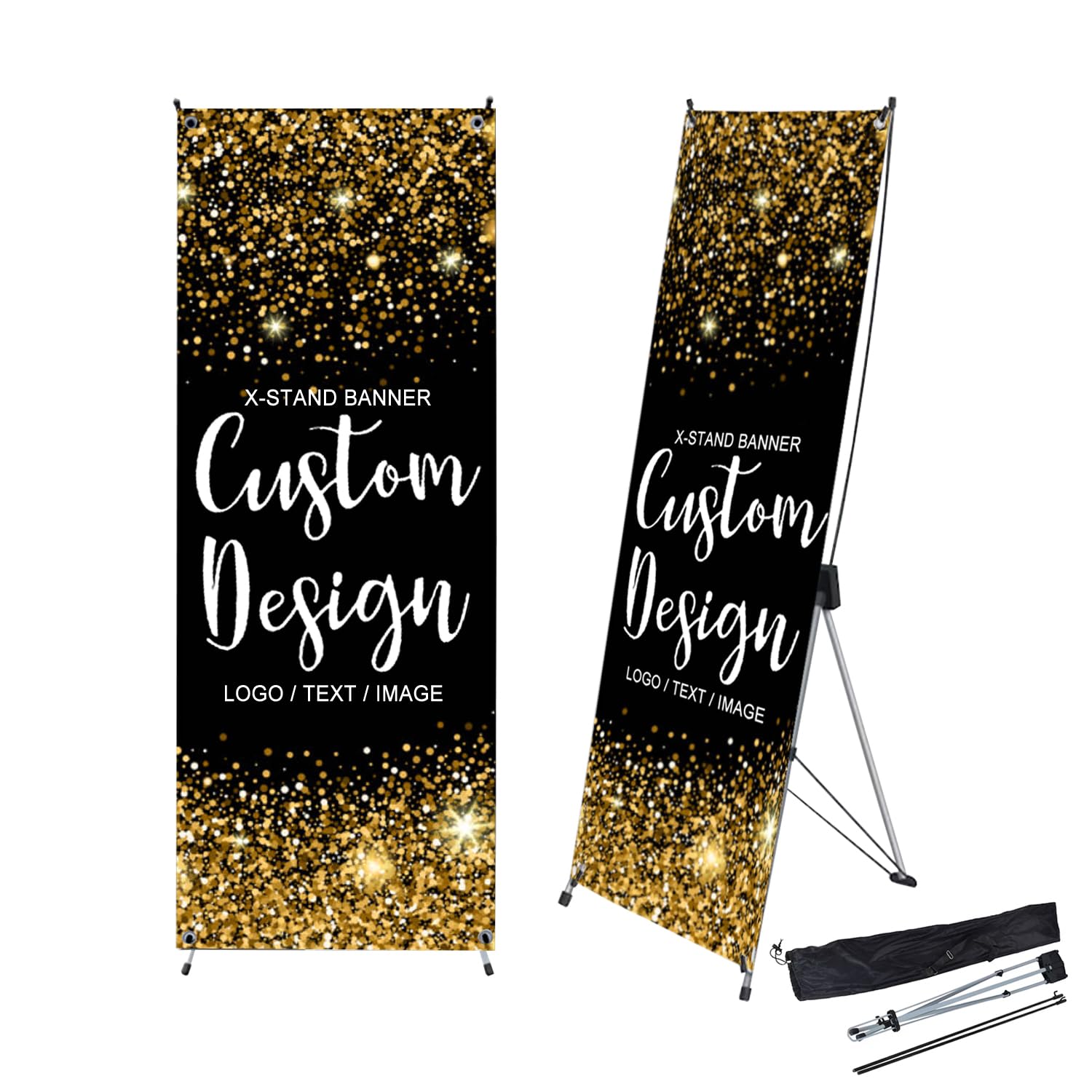 WtuyeCustom X-Stand Banners, Retractable Marketing Vertical Banners, Free Design Sign Banners for Business, Events, Parties, Wedding, Birthday (Various)