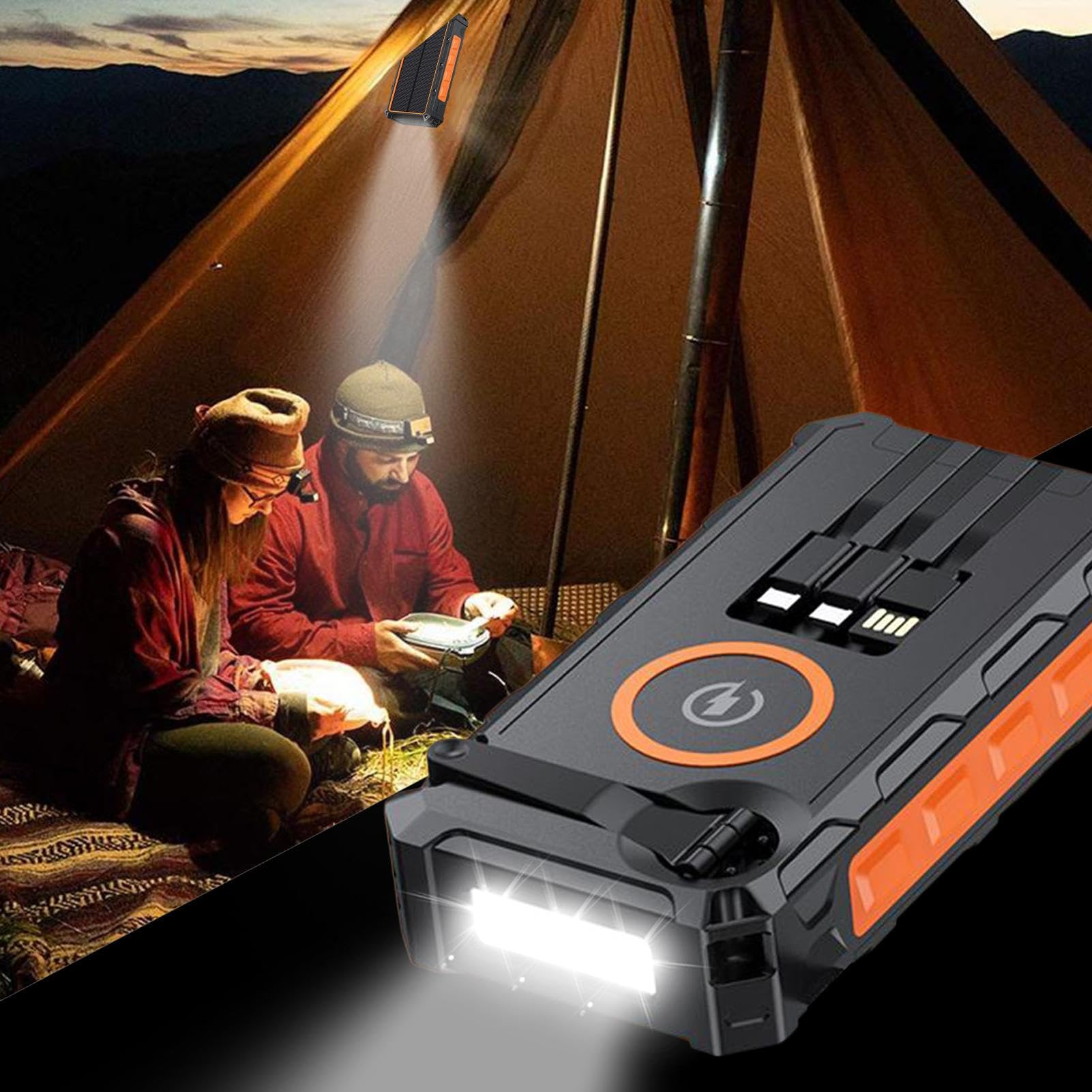 Caricatore Solare Power Bank Portatile Impermeabile Pieghevole Power Bank | Power Bank Caricatore Per Telefono Con Torcia Per Casa Viaggio Campeggio Pesca Uomo Donna Ragazzi R