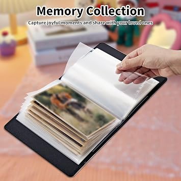 Photo Album 4x6 120 Pockets Photos with Elastic Band, PU Leather Photo Books Small Mini Capacity Picture Album for Family Wedding Travel Anniversary Baby Vacation Pictures,Cute Elephant Blue