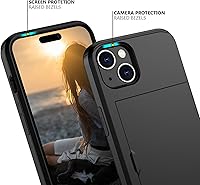 Vista 4 de Nvollnoe Compatible con iPhone 15 Funda con ranura para tarjetas, resistente, protectora de doble capa, a prueba de golpes, ranura oculta
