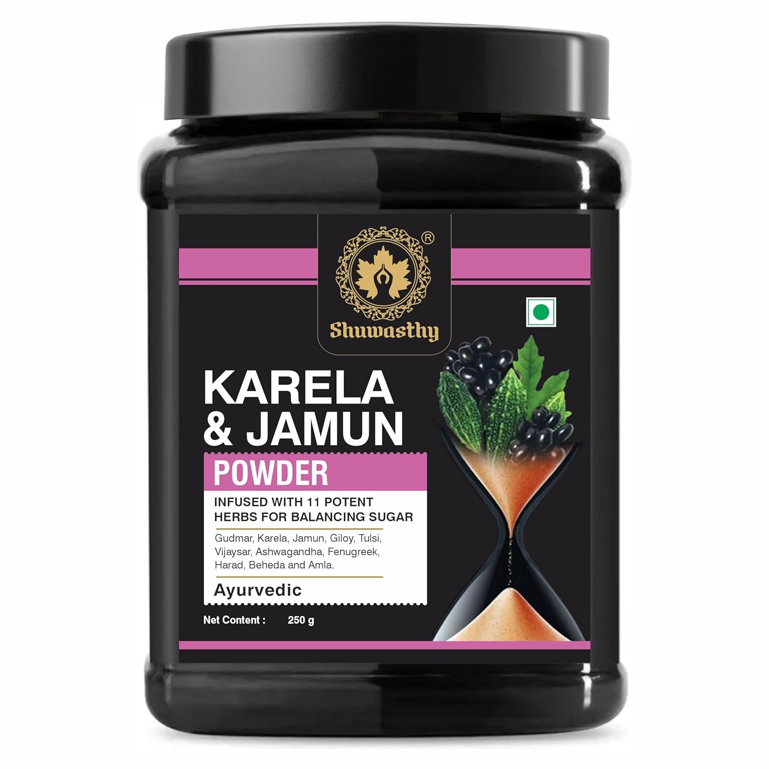 Karela & Jamun Powder 250g – 11 Ayurvedic Herbs for Sugar Balance, Immunity & Detox | No Added Sugar, Chemicals or Colors | GMP Certified | Natural Blood Sugar Support
