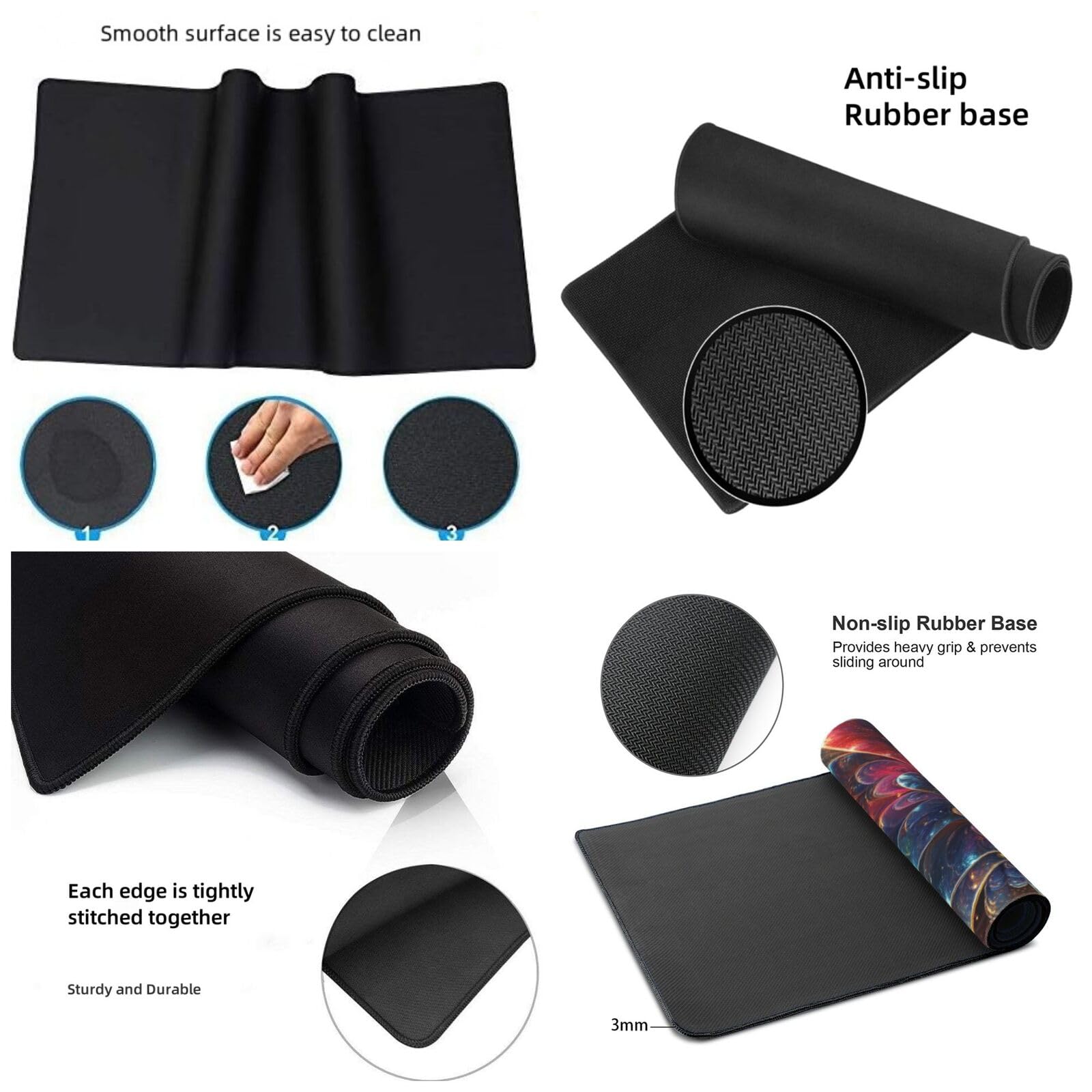 Podkładka pod mysz z kwiatami XXL 1200x600x3 mm, kolorowa podkładka pod mysz dla graczy, duża podkładka pod mysz ze zszytymi krawędziami, gładka powierzchnia i antypoślizgowa gumowa podstawa,