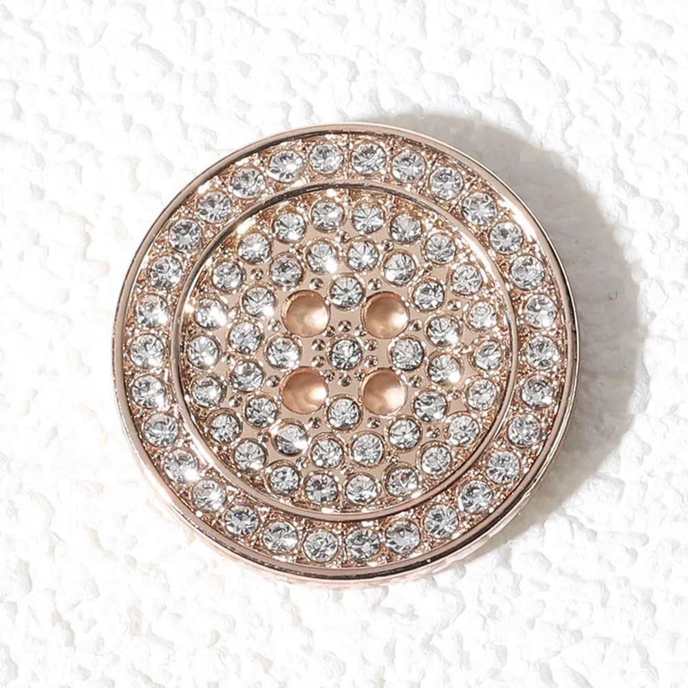 Guziki, guziki metalowe, Guziki 10 szt. wysadzane diamentami Ziarna strasu 4-otworowe Metalowe guziki Odzież Ozdobne(Silver,25mm)