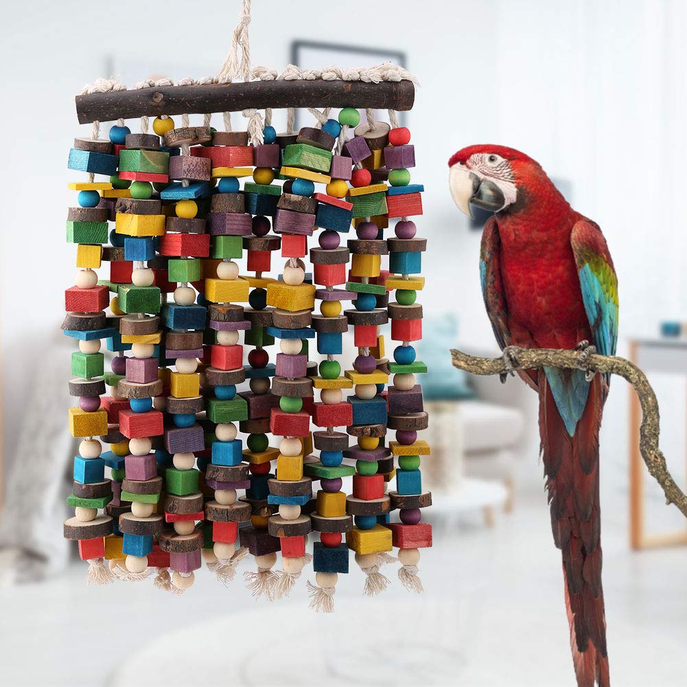 EMUKOEP Juguete Interactivo de Loro Colorido con Colgador para Entretenimiento de Aves y Cuidado