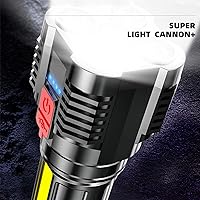 Vista 2 de MORESEC LED Handheld Flashlight, Rechargeable Spotlight Long Lasting Powerful Searchlight Plus Side Lantern, Home, Outdoor Camping, Dog Walking