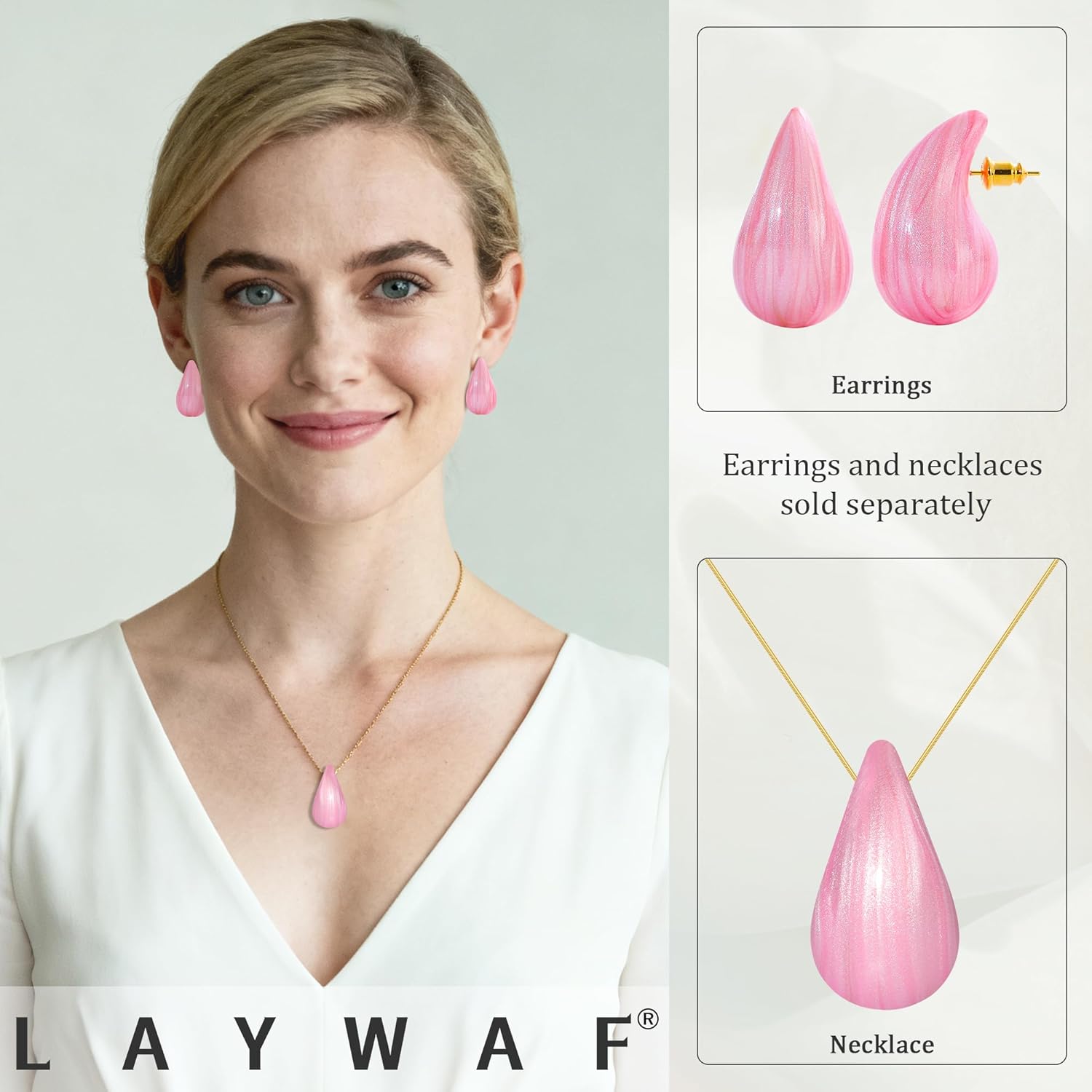 Big Hoop Earrings for Women Trendy, Teardrop Dangle Earrings Jewelry, Hypoallergenic 22K Gold Plated Stainless Steel Posts, Nickel Free Chunky Stud Earrings, Designer Duped Jewelry - Image 3