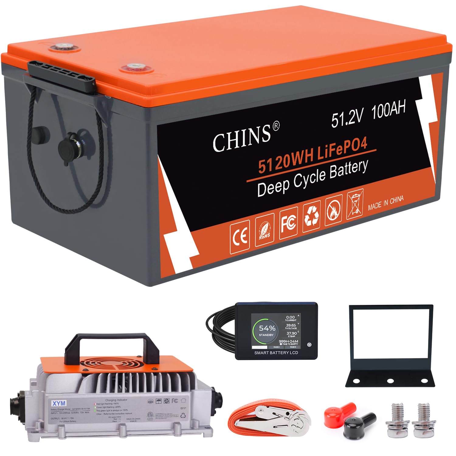 CHINS 48V Lithium Golf Cart Batteries 100AH with 200A BMS
