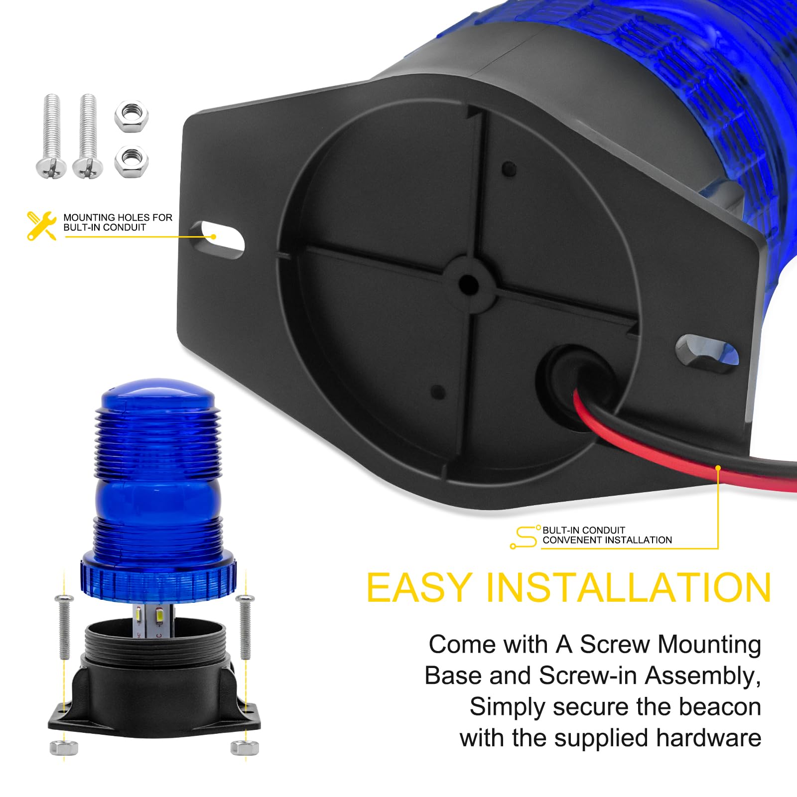 Biqing 2PCS 30LEDs Lampeggiante Blu,Luce LED Stroboscopica Lampeggiante di Emergenza 12V 24V Luce di Emergenza per Auto Veicoli Camion Trattore