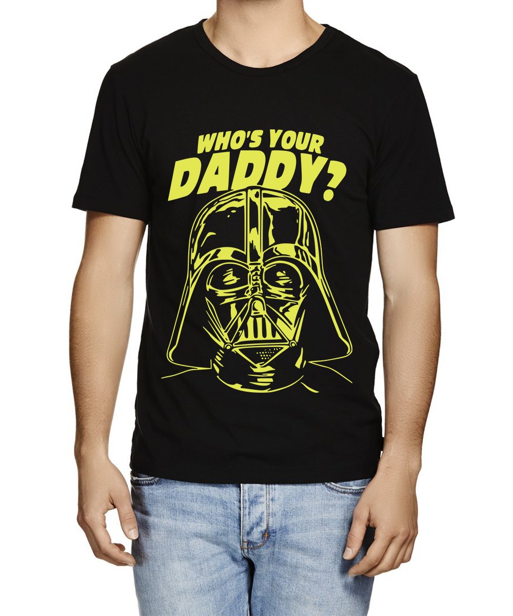 CaseriaMen's Round Neck Cotton Half Sleeved T-Shirt with Printed Graphics - Who's Your Daddy