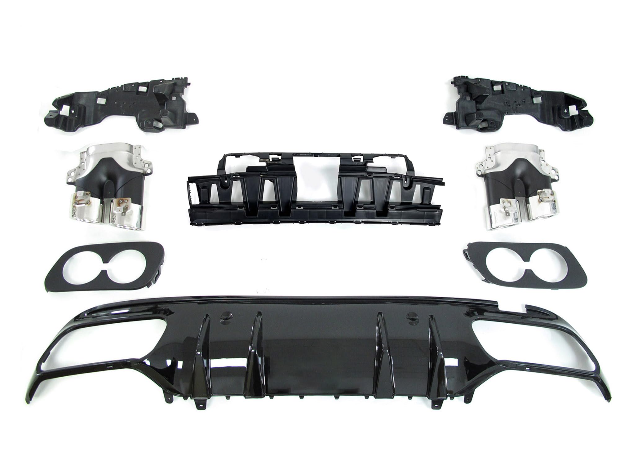 Heckdiffusor Diffusor + Auspuffblenden Chrom für Mercedes Benz C-Klasse W205 S205 AMG Line Limo Kombi C43 AMG ab 2014 2015 2016 2017