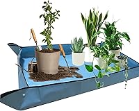 HejVulkan 59x39 Extra Large Foldable Repotting Mat - Leakproof Gardening Mat for Indoor Plant Transplanting, Soil Mixing & Mess Control (Blue)