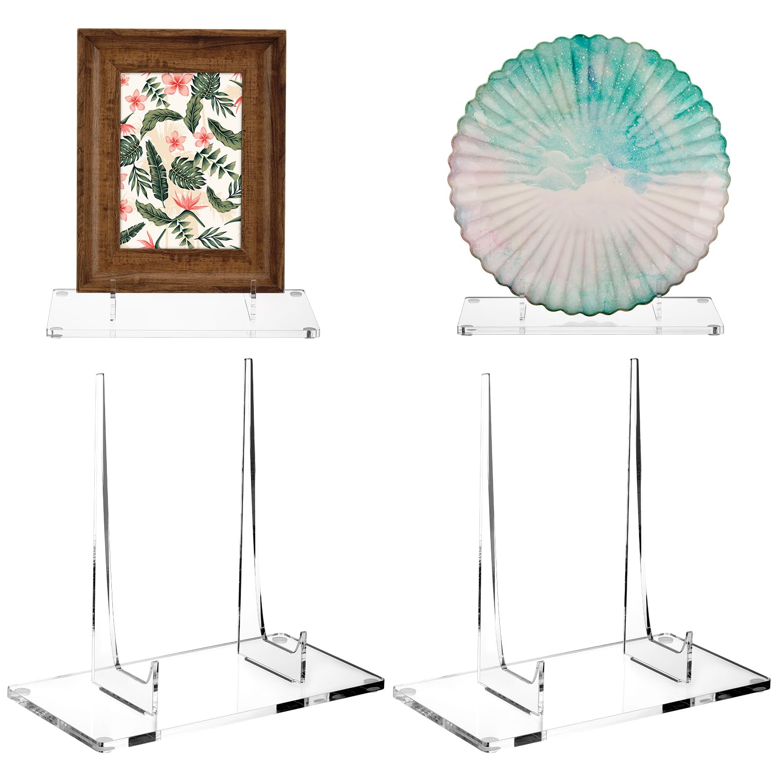 2 Pcs Acrylic Easel Display Stand for Photo, Clear Acrylic Stand for Picture Book Decorative Plate Platter (7.9 x 4.7 x 7.9 Inch)