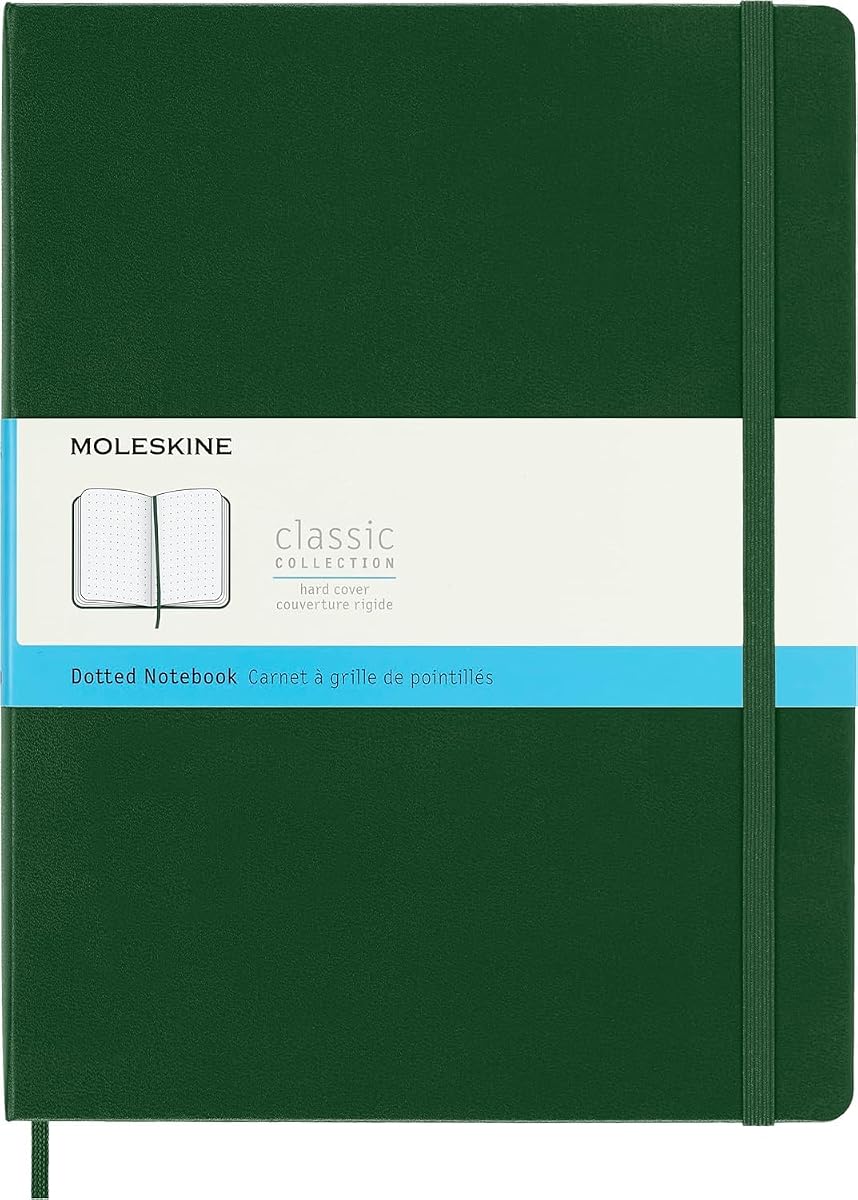 Moleskine Notebook, Extra Large, Dotted, Myrtle Green, Hard Cover (7.5 x 9.75)