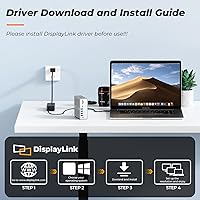 Vista 9 de Estación de acoplamiento DisplayLink con monitor dual 4K @60HZ para MacBook, Windows, Tobenone Universal Mac Mini M4 Dock con 2 HDMI y 2 DP, entrega