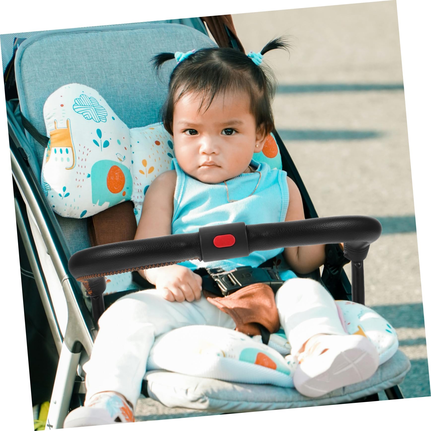 Kinderwagen Armlehne Abnehmbare Sicherheitsbügel aus PU Leder Komfortabler Schutzbügel für Kleinkinder Stroller Zubehör mit Stil und einfacher Handhabung
