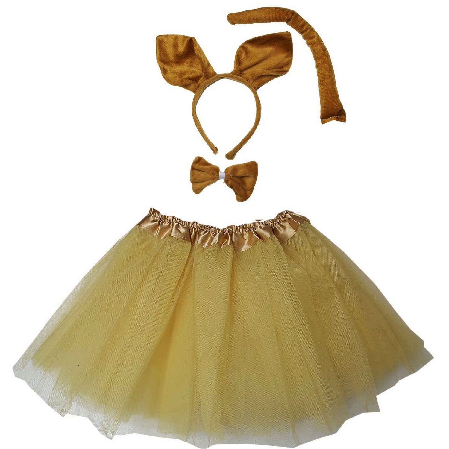 Kirei Sui Kids Animal Gold Kangaroo Ears Headband Bowtie Tail & Tutu Costume