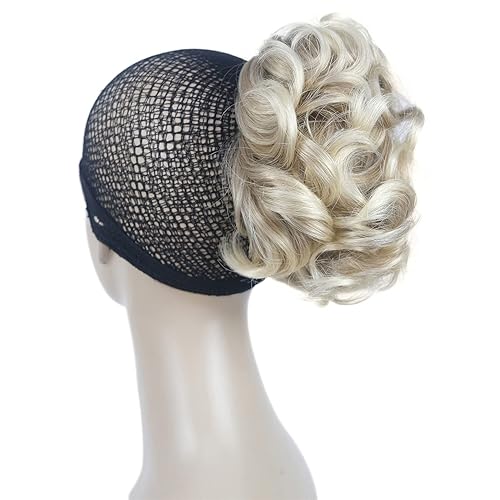 Vista 15 de Aimole Extensiones de clip de garra sintética de dama de cola de caballo gris rizado corto (48T)