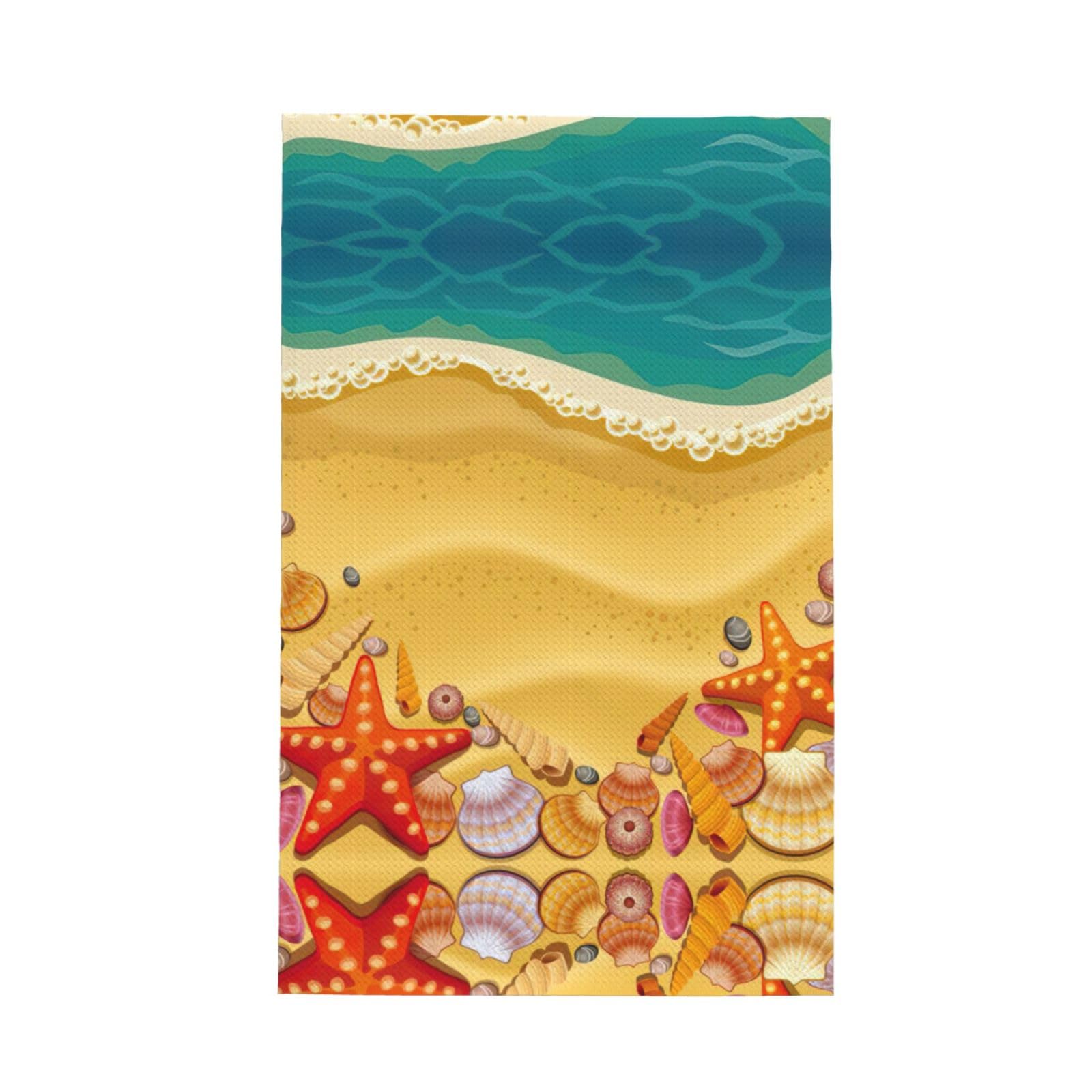 Xxahnbm Black Shells On The Beach Print Waffle Kitchen Towel,Absorbent Hand Towel