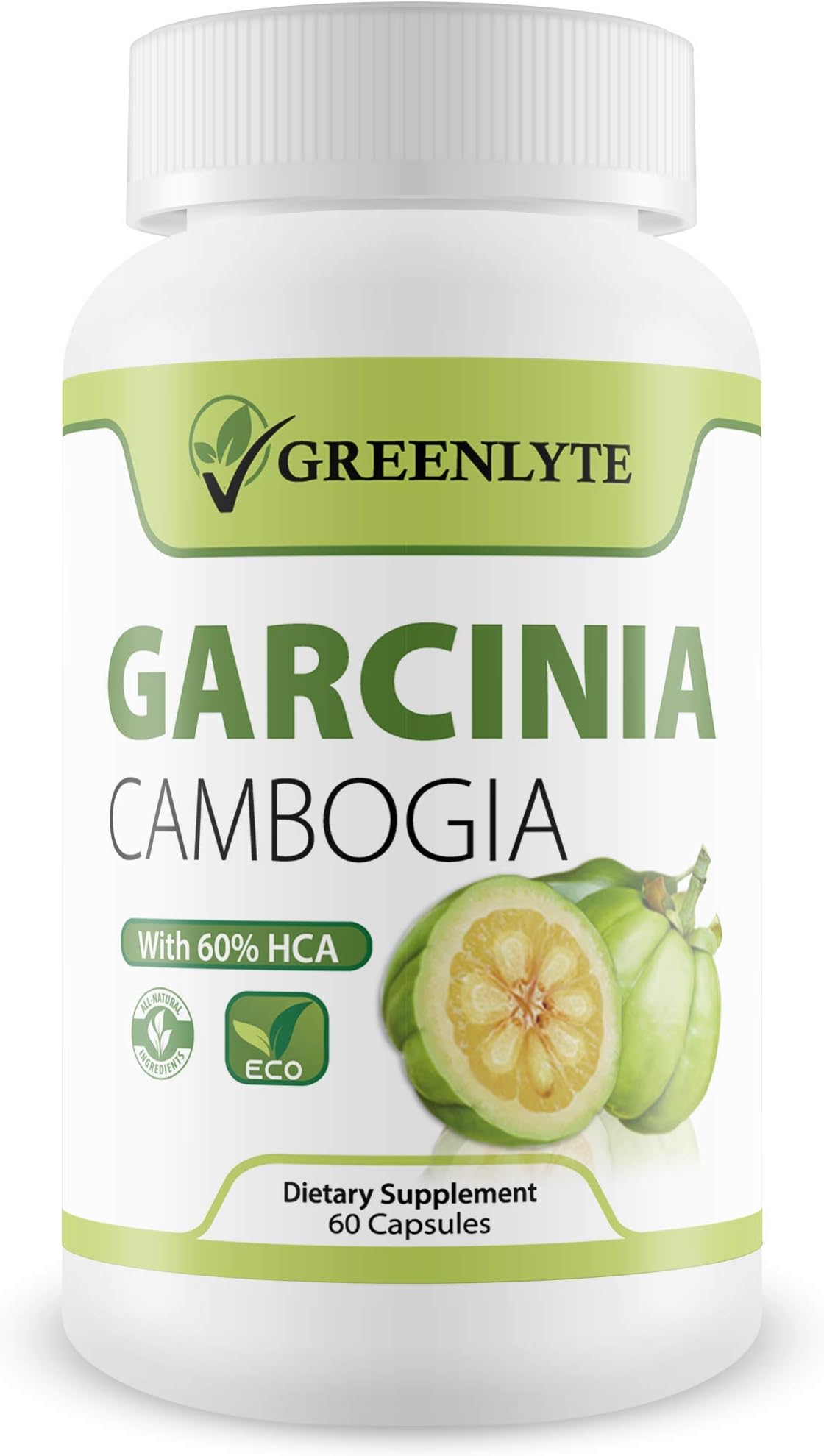 GreenLyte Garcinia Cambogia - 60% HCA - Carb Blocker - Appetite Supressent - All Natural Fat Burner - 60 Capsules