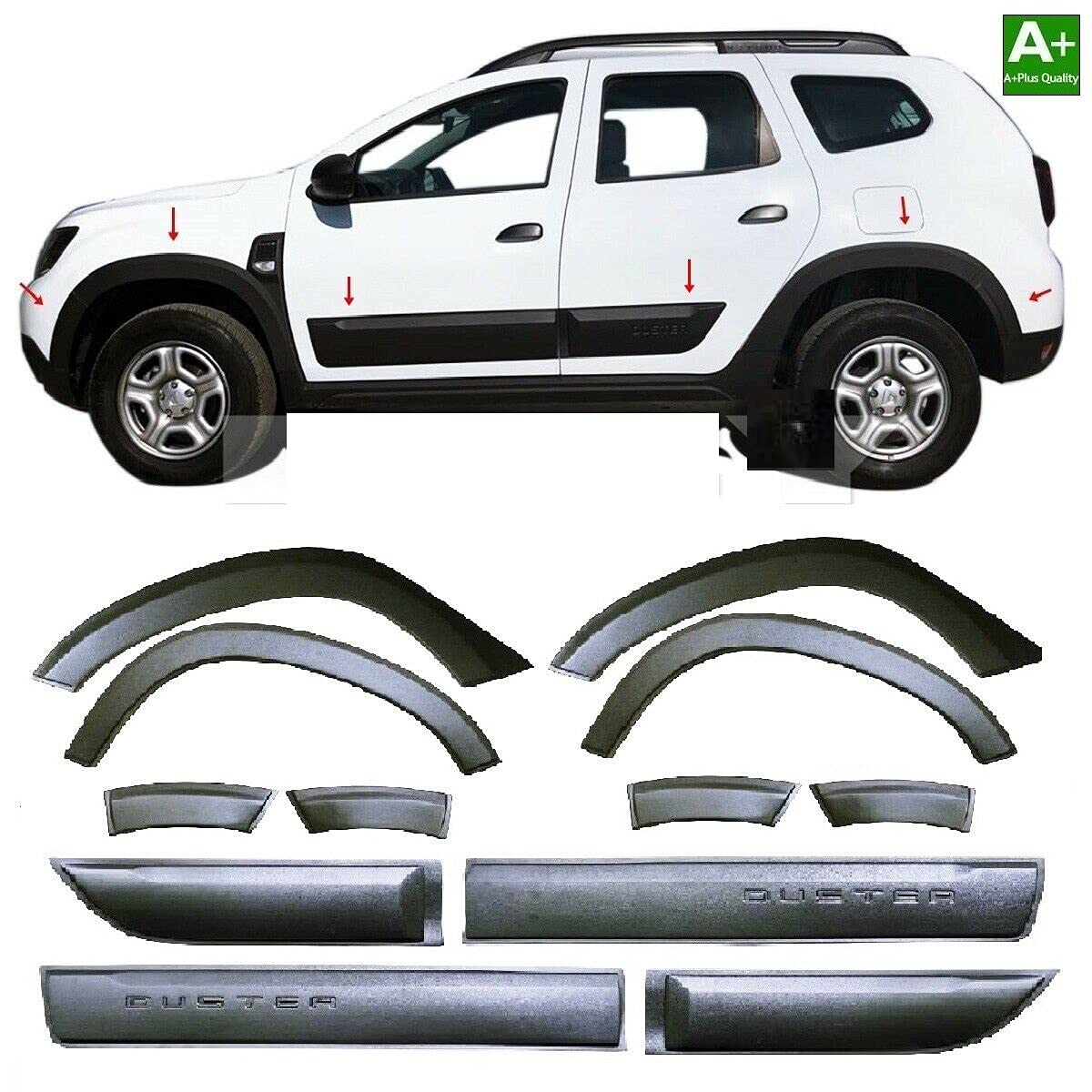Fender & Door Moulding ABS Plastic Body Kit 12 pcs For Dacia Duster II 2018-Up