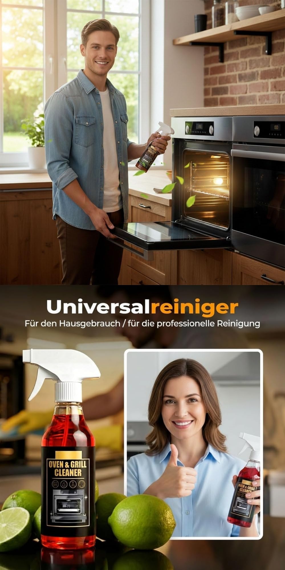 Backofenreiniger, 2026 Neu Oven Cleaner Spray, Backofenreiniger Extra Stark Multi Grillreiniger Und Ofenreiniger für Backofen, Grill, Herdplatte, Gegen Verkrustungen (3PCS)