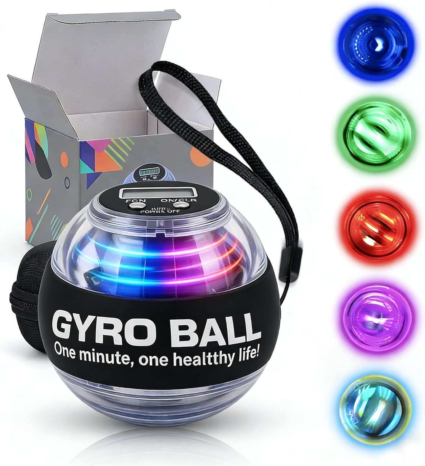 Torque ball,2026 Upgraded Wrist Ball Exerciser,Auto-Start Gyroscopic Forearm Exerciser,Hand Strengthening,Resistance,LED colored lights,Portable with Counter (Counting)