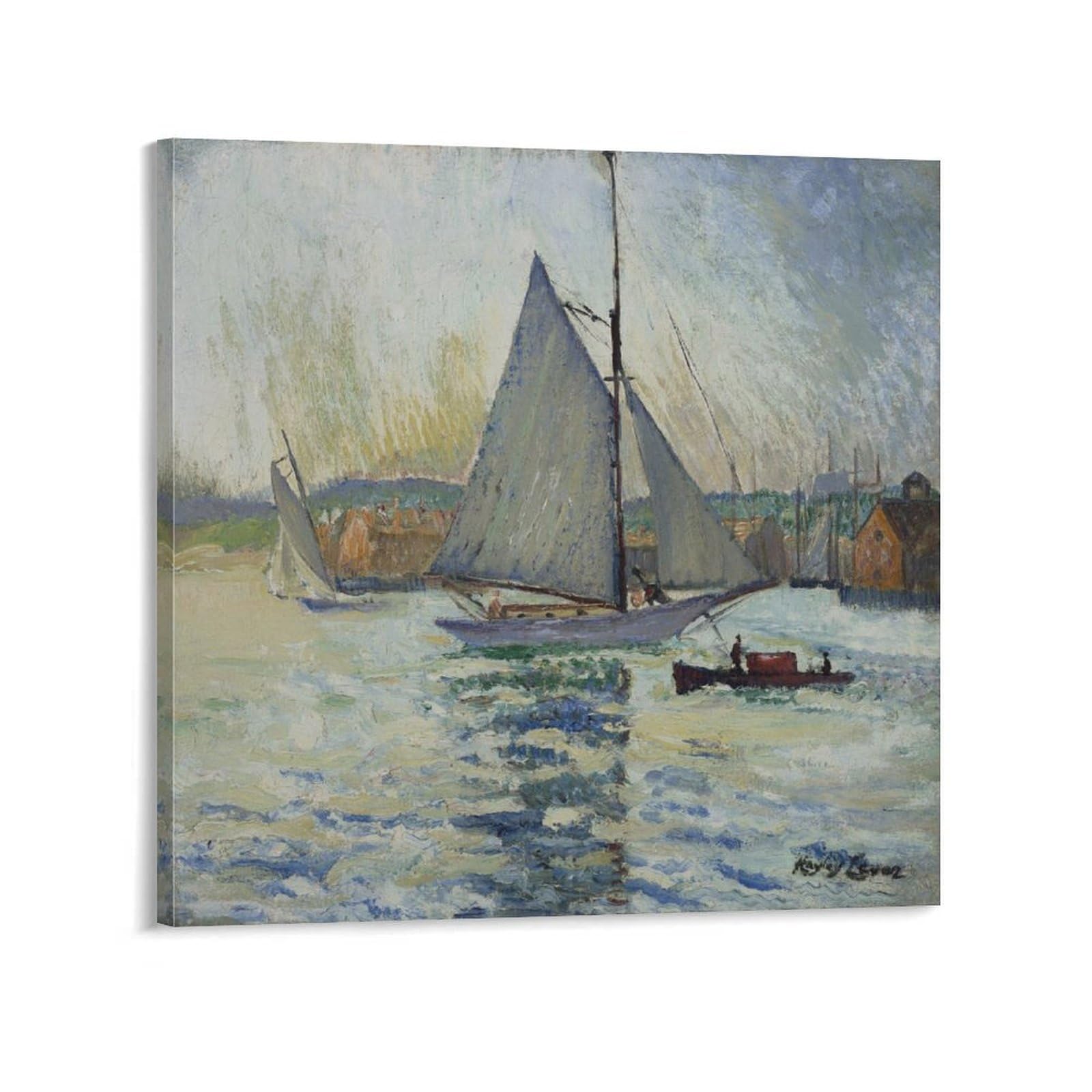 KLAGCBDF Hayley Lever Sailboat in A Harbor Home Decor Poster Wall Art Hanging Picture Print Decorative Painting Posters 24x24inch(60x60cm)