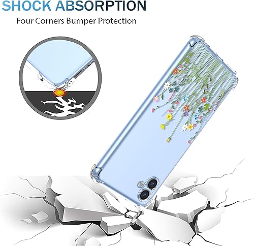 Miniatura 4 de Funda para Glaxay A04e Samsung A04e para Samsung A04e, transparente con patrón de flores, TPU suave, a prueba de golpes, antiarañazos, funda