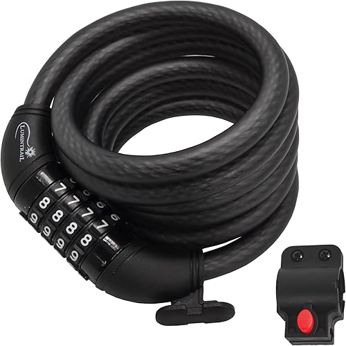 Lumintrail Combinación de cable de bloqueo de bicicleta para accesorios de bicicleta, cerraduras de bicicleta de 4 pies, resistentes, antirrobo con