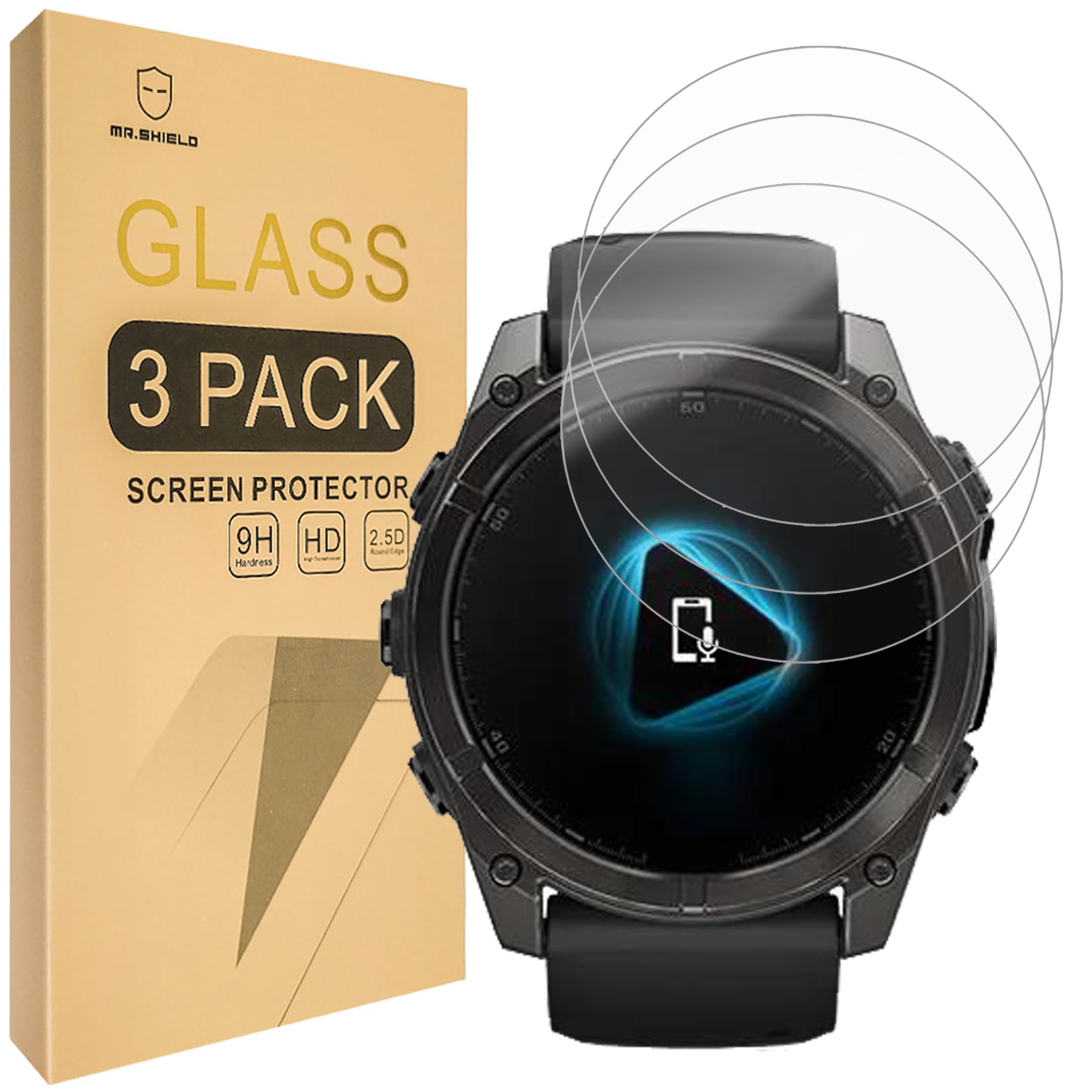 Mr.Shield Pellicola In Vetro Temperato Per Garmin Fenix 8 51mm (Solar/AMOLED), Durezza 9H, 3 Pezzi, Protezione Schermo Anti Graffio - 3