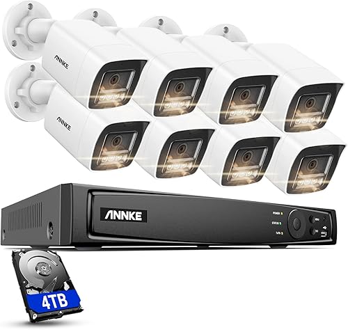 ANNKE Sistema de cámara de seguridad H800 16CH 4K PoE con detección de movimiento de vehículos humanos, NVR H265+ de 8 MP y 8 cámaras Bullet IP