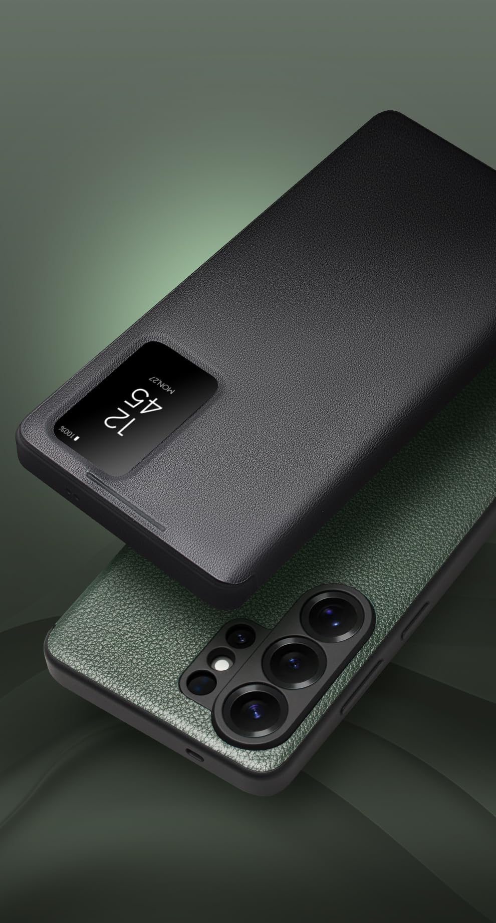 Skórzane Etui Smart do Samsung Galaxy S26 Ultra. Automatyczne Usypianie/Budzenie, Pokrowiec na Telefon, Inteligentny Futerał do Samsung S 26 Ultra -Czarny