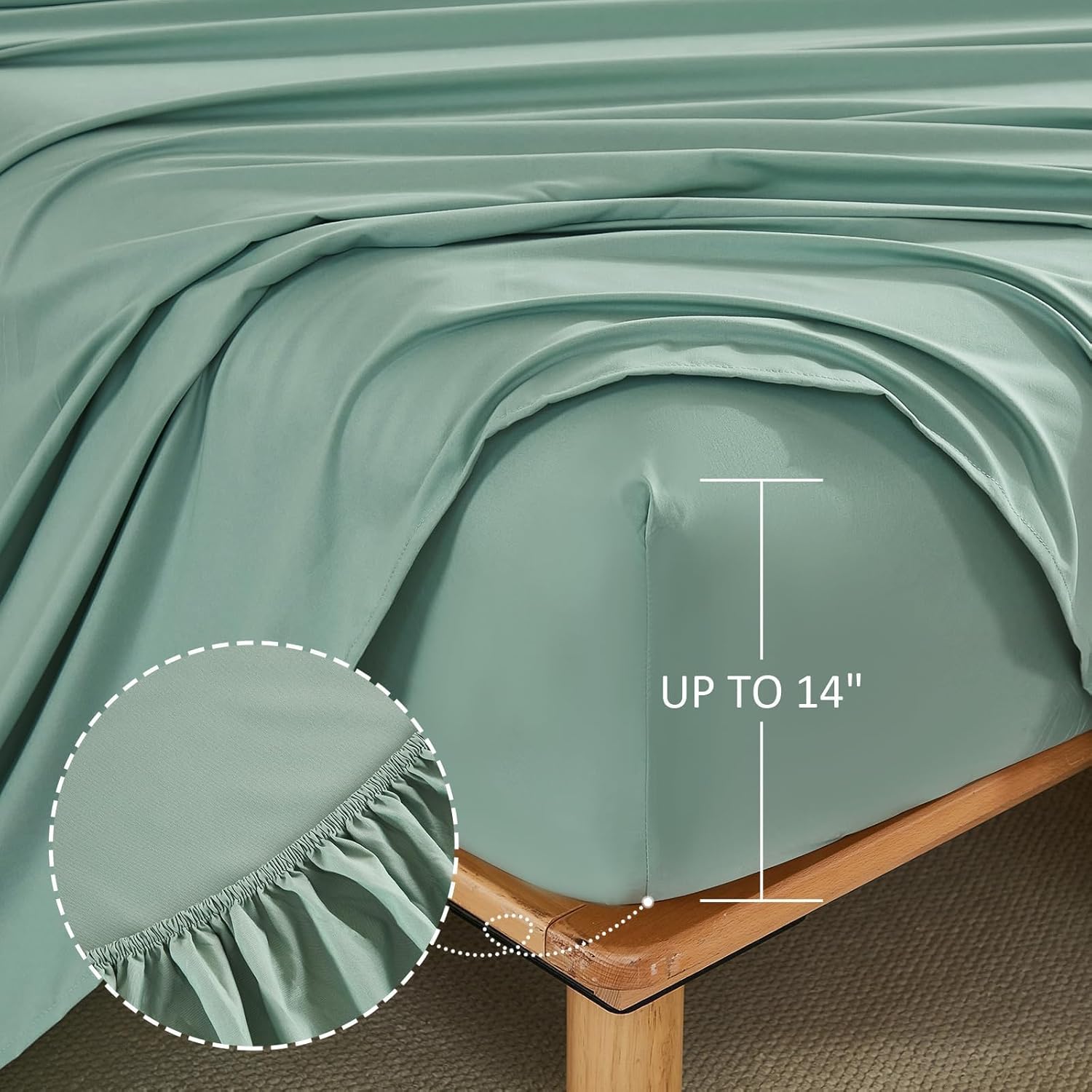 DJY Sage Green Comforter Set Queen Size Branch Botanical 7 Piece Bed in a Bag Green Floral Bedding Sets, Soft Microfiber Branches Leaves Pattern Reversible Comforter Set for All Season (90''x90'') - Image 7